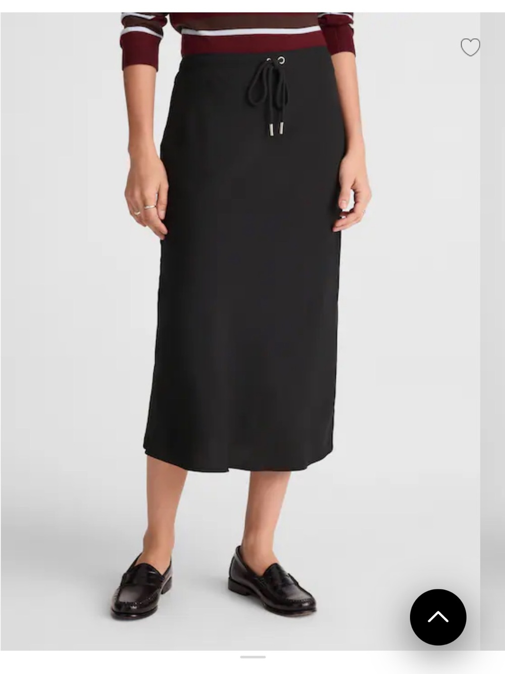 Madewell Black Midi Drawstring Skirt - size 2, XS/S, new